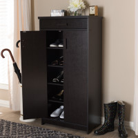 Baxton Studio MH17202-Wenge-Shoe Rack Bienna Modern and Contemporary Wenge Brown Finished Shoe Cabinet